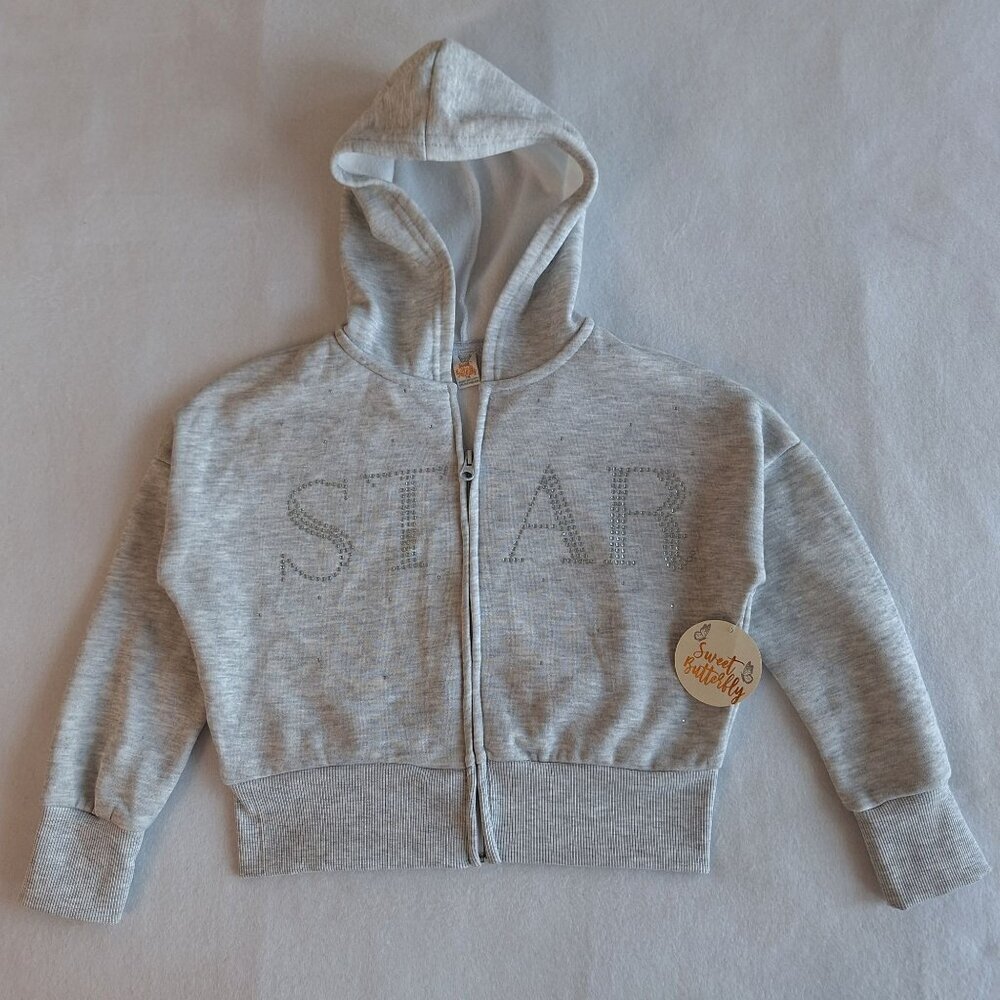 NWT Sweet Butterfly Girls Sparkle Hoodie Size 7/8 Cozy Warm Girly Streetwear